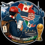 A sports fan tracking match schedules while traveling between US and Canada for World Cup with a smartphone